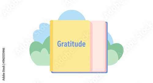 Gratitude Journal with Yellow Cover and Clouds.