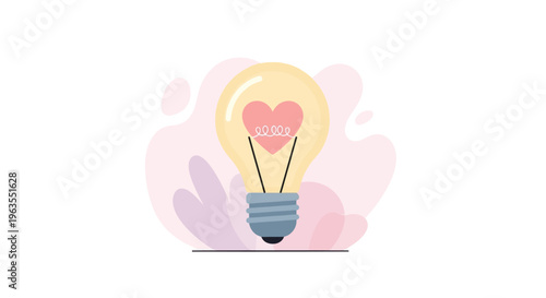 Light Bulb with Heart Inside Illustration.
