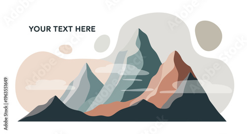 Abstract Mountain Peaks Illustration Design Element.