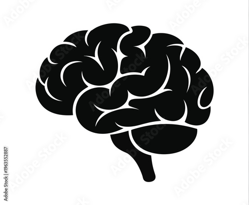 Brain or mind side view flat vector icon for medical apps and websites, neuroscience symbol, psychology concept, mental health illustration, minimal modern healthcare design element