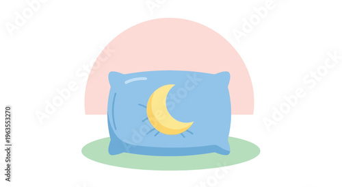 Pillow with Crescent Moon Design Illustration.