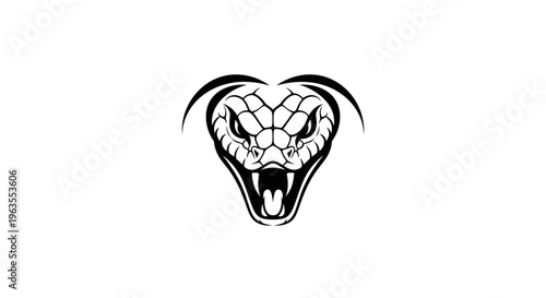 Aggressive Cobra Head Illustration - Venomous Snake Design Element