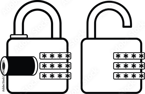 Combination padlocks with unhooked shackles
