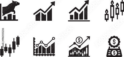 Upward candlestick chart. Financial graph showing positive market trend and investment growth. Vector illustration..eps