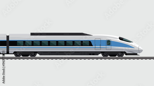 High speed passenger train illustration, modern railway transport, bullet train concept, fast travel, transportation technology and rail system