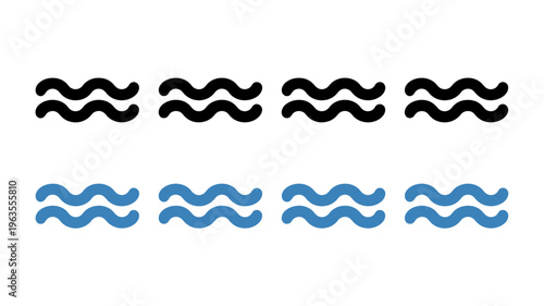 A simple graphic depicts rows of wavy lines alternating between black and blue colors suggesting water or fluid movement high quality professional detailed modern elegant stylish