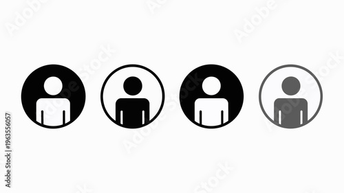 A series of four circular profile icons depicting a human figure varying in fill and outline styles on a white background high quality professional detailed modern