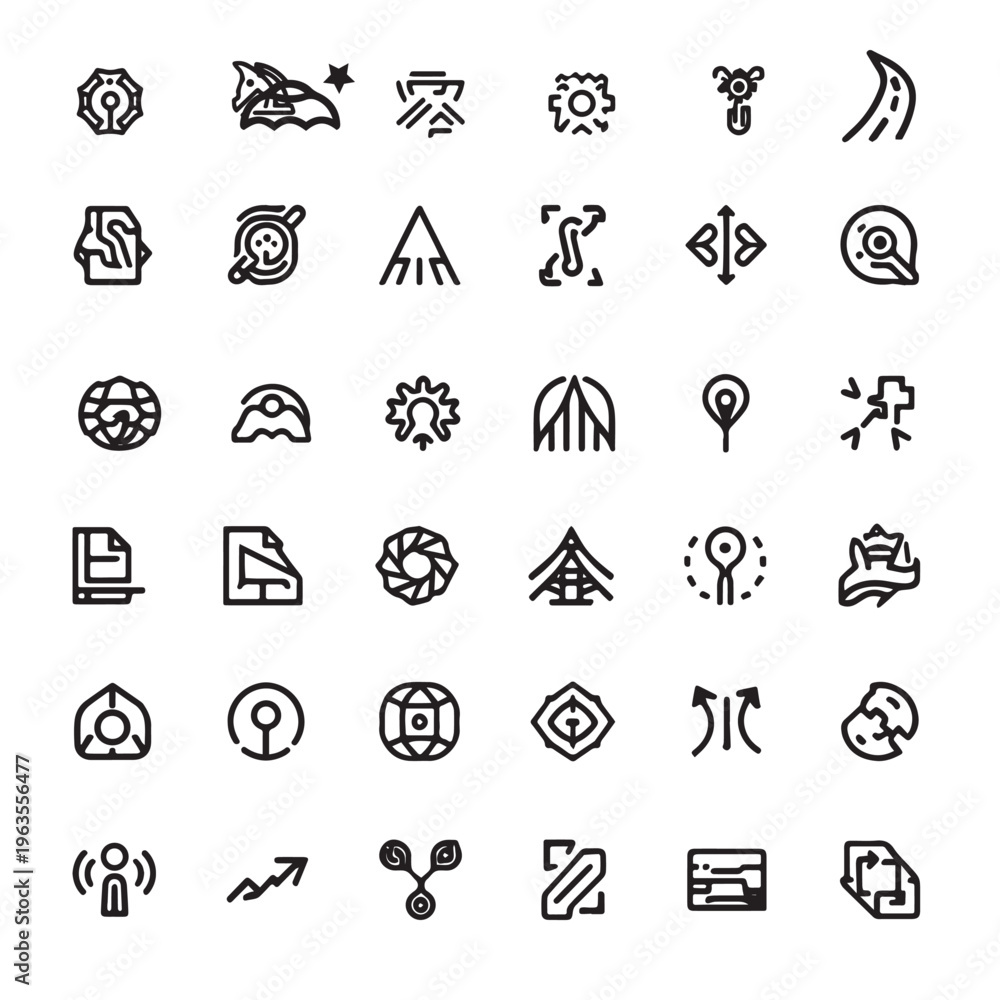 Fototapeta premium Universal Minimalist UI, Time Management, and Analytics Line Icons