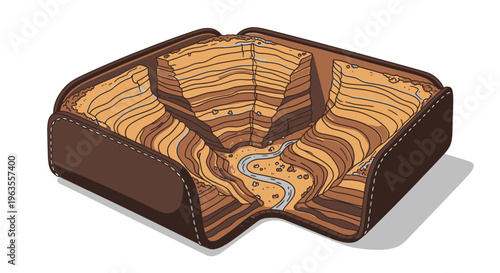 Canyon Landscape Cross Section Geology Illustration