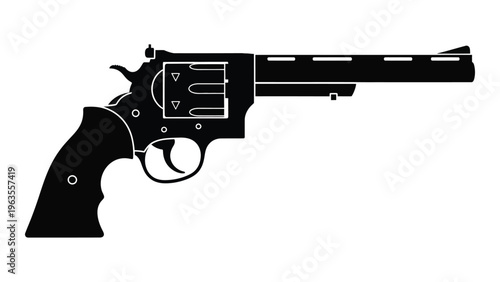 Black and white image of a revolver handgun