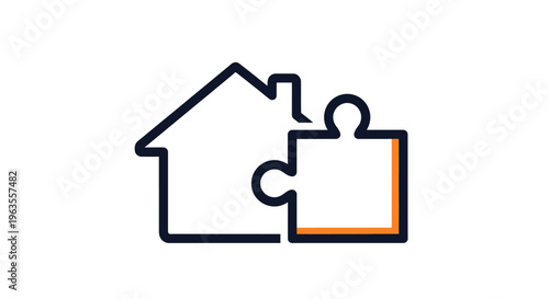 A house and puzzle piece icon.