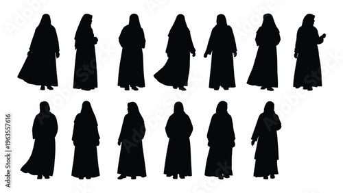 Collection of mysterious hooded figures in various poses