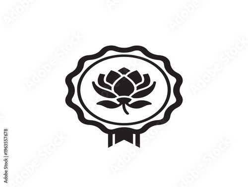 Luxurious floral seal silhouette for premium cosmetic and beauty brand identity