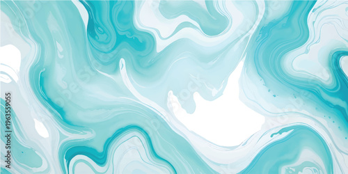 Beautiful watercolor painting of a powerful ocean wave breaking in the sea