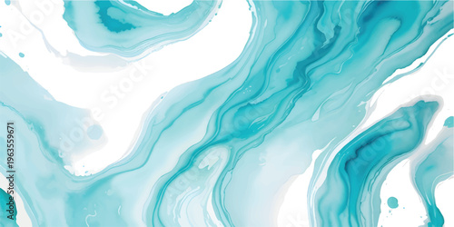 Abstract watercolor painting depicting a powerful ocean wave breaking