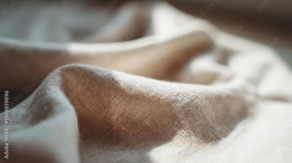 Fototapeta premium Close-up of a piece of white fabric with a textured surface. the fabric appears to be made of a soft, silky material and has a subtle sheen.