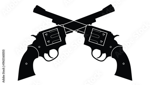 Crossed revolvers silhouette
