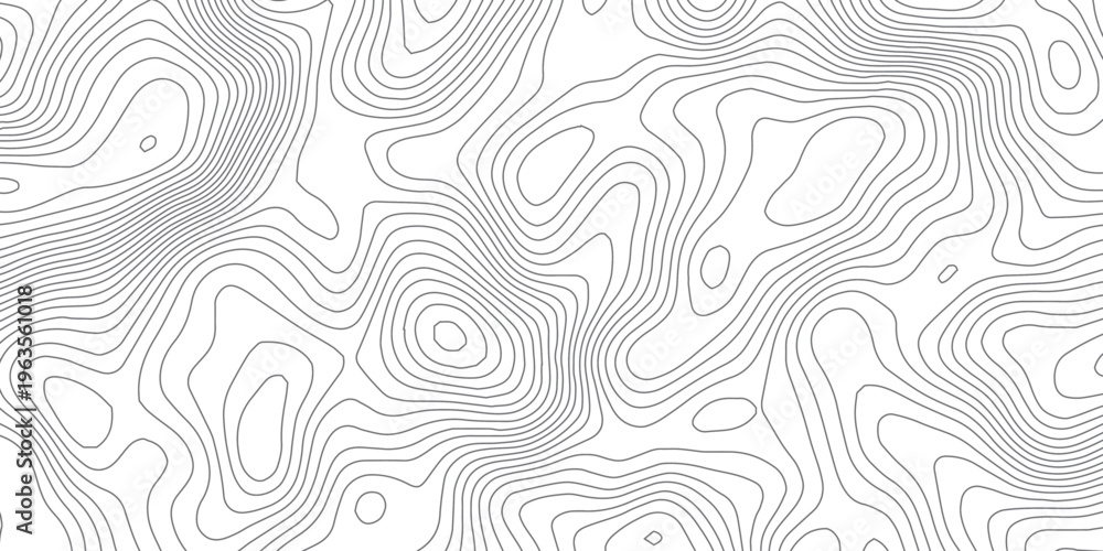 Fototapeta premium Abstract Detailed Topographic Map Pattern with Gray Contour Lines and Flowing Elevation Curves, Minimal Terrain Texture for Modern Graphic and Cartography Design.