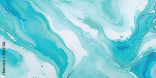 Watercolor painting of a majestic ocean wave breaking, with detailed white spray and foam, on a bright white isolated background