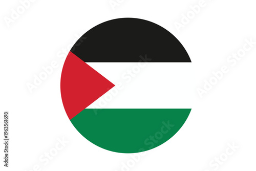 Round Palestine flag icon on white background. Vector illustration