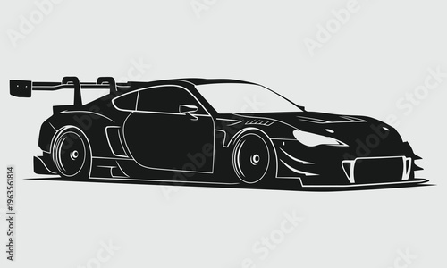 Extreme Time Attack Racing Car Silhouette Minimal Flat Vector