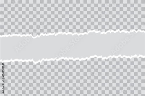 Torn paper edges on a transparent checkered background
