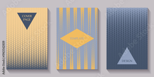 Stylish cover templates with geometric elements. Professional look for branding projects.