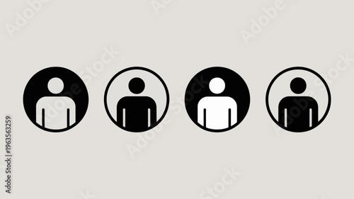 A simple graphic displays four circular icons each containing a white silhouette of a person s head and shoulders high quality professional detailed modern elegant stylish