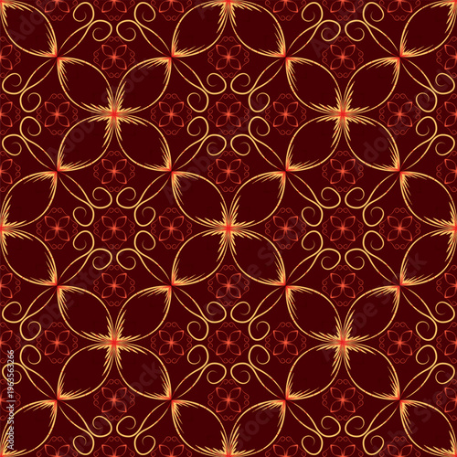 Modern art deco geometric floral vector seamless pattern. Lace texture orname...