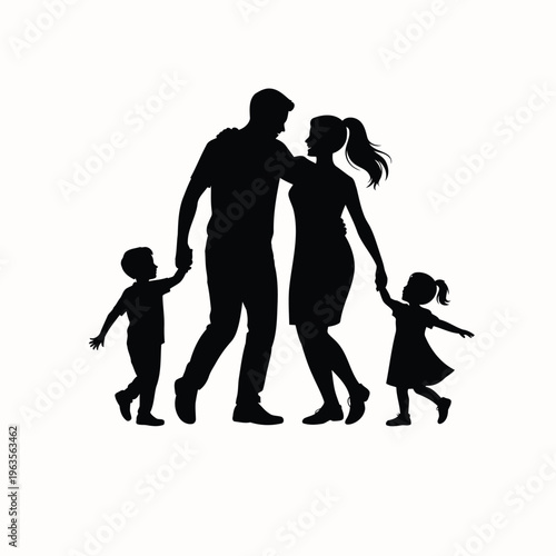 Family Silhouette Vector Illustration