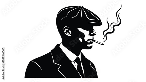 Vintage illustration of a man smoking a cigarette
