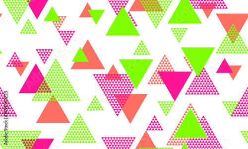 Simple triangle shapes seamless pattern graohic design. Textile print. Colorf...