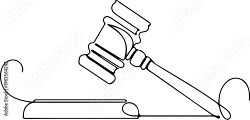 judge gavel and sound block on desk in courtroom