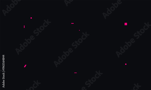 Hand-drawn Abstract digital art featuring small pink squares and rectangles scattered on a black background  authentic illustration