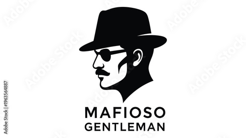 Mafioso gentleman logo with stylish portrait