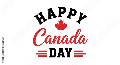 Happy canada day celebration logo with maple leaf