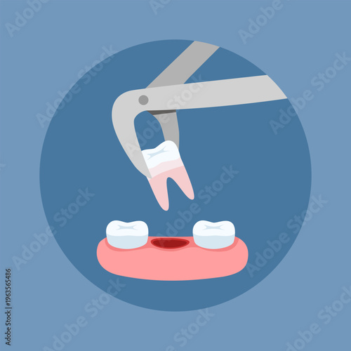 Tooth extraction dental medical concept. oral hygiene vector illustration design.