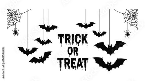 Halloween decorations with bats and spiders