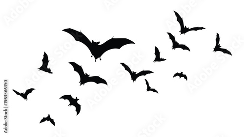 A flock of bats flying in the sky