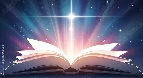 Obraz na płótnie Celebrating book day with an open book radiating light and knowledge