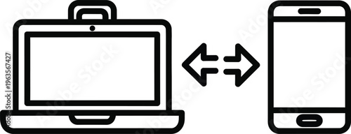 Laptop and mobile phone syncing data