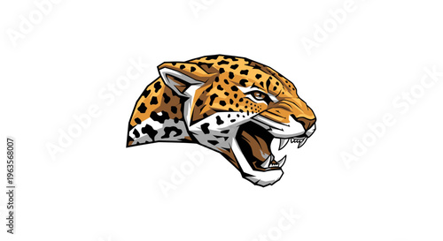Fierce Jaguar Head Roaring - Powerful Wildlife Illustration