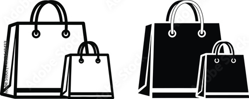 Black and white shopping bags illustration