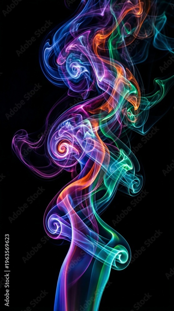 Obraz premium Abstract Colorful Smoke Rising on black background
