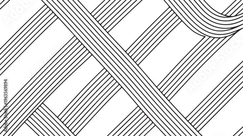 Abstract monochrome illustration featuring a complex pattern of intersecting diagonal lines