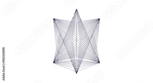 Geometric Abstract Wireframe Star Shape with Lines and Points