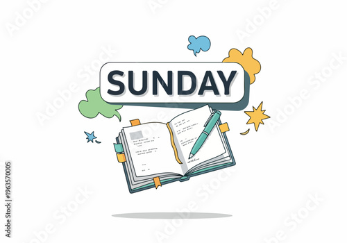 A Sunday doodle with a journal and pen, illustrating the joy of weekend relaxation and creative expression