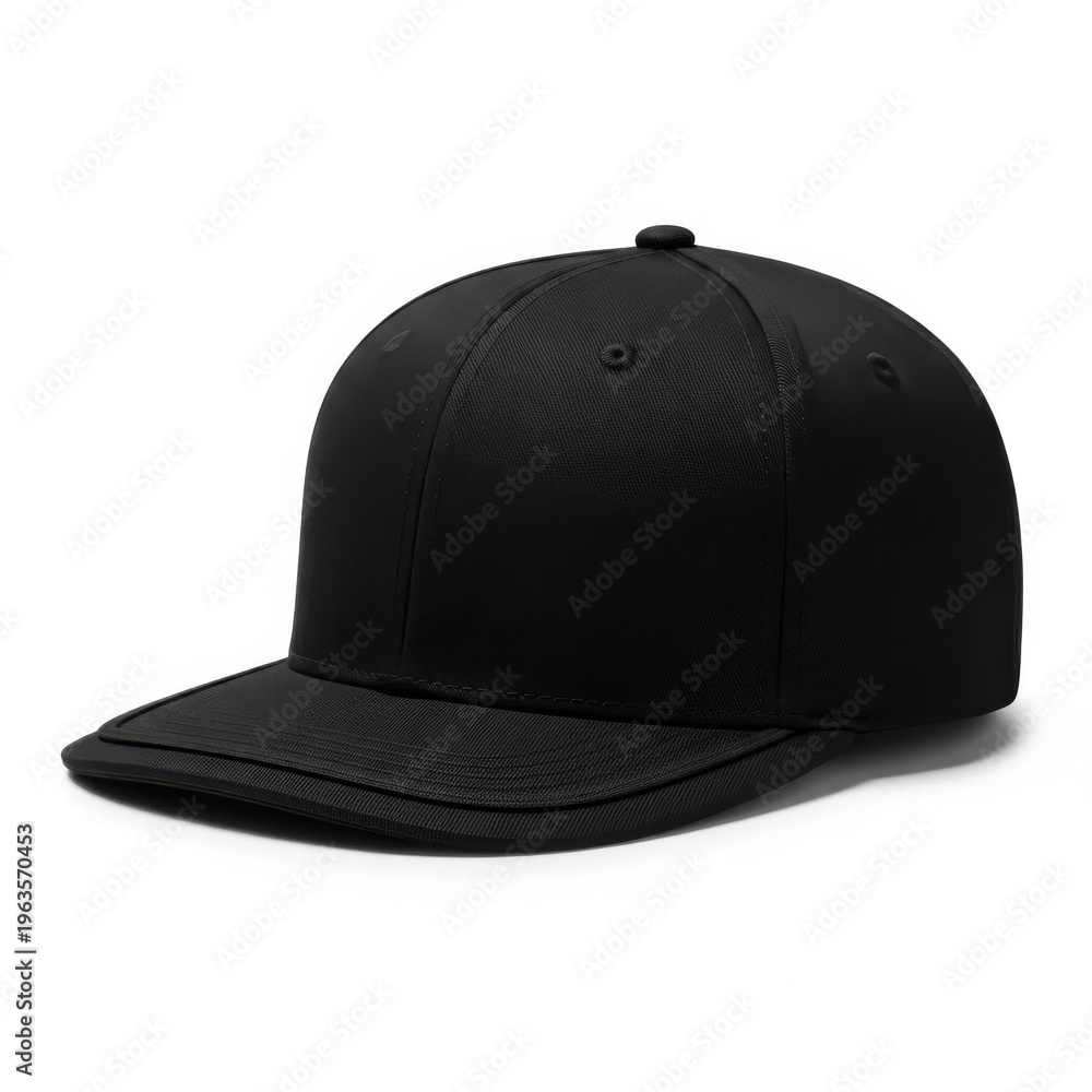 Fototapeta premium Stylish black mesh and snakeskin pattern baseball cap with flat brim
