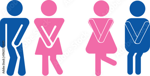 Simple Male and Female Toilet Sign Icons Set, Restroom Symbol Vector Illustration