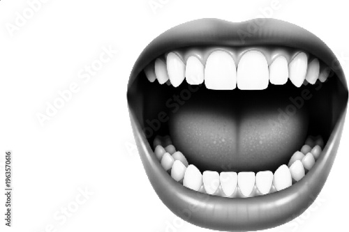 Open Mouth Halftone Illustration Expression Concept